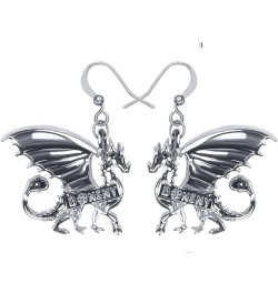 Enamel Alloy Dragon Earrings Fantasy Dinosaur Drop Dangle Fashion Jewelry For Women Girls Charm Gift Grey $8.31 Earrings