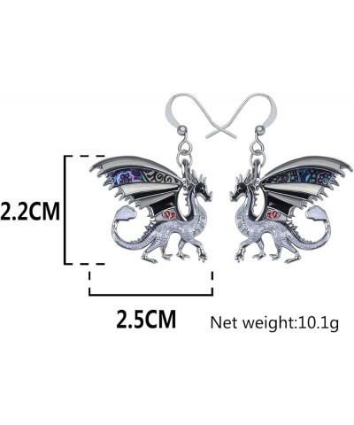 Enamel Alloy Dragon Earrings Fantasy Dinosaur Drop Dangle Fashion Jewelry For Women Girls Charm Gift Grey $8.31 Earrings