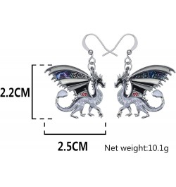 Enamel Alloy Dragon Earrings Fantasy Dinosaur Drop Dangle Fashion Jewelry For Women Girls Charm Gift Grey $8.31 Earrings