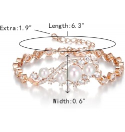 Simulate Pearl Cubic Zirconia Bridal Wedding Bracelets for Brides Bridesmaids, Marquise Elegant Link Bracelet for Women Party...