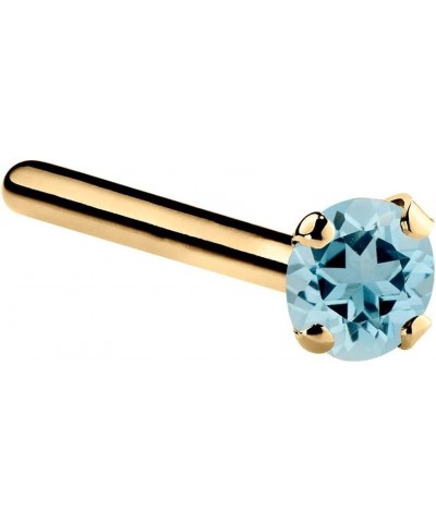 14K Gold & Platinum Genuine Aquamarine Nose Ring 14K Yellow Gold | Pin Post | 2mm (standard) $51.00 Body Jewelry