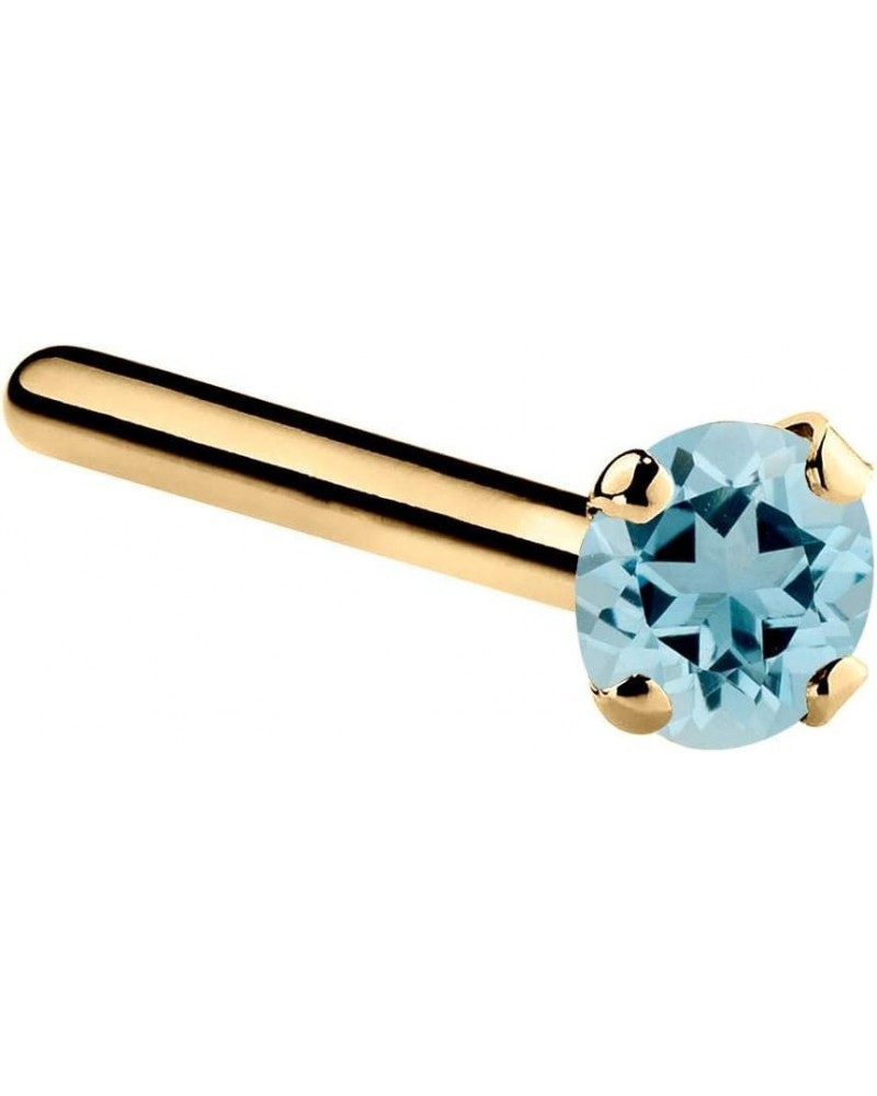 14K Gold & Platinum Genuine Aquamarine Nose Ring 14K Yellow Gold | Pin Post | 2mm (standard) $51.00 Body Jewelry