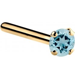 14K Gold & Platinum Genuine Aquamarine Nose Ring 14K Yellow Gold | Pin Post | 2mm (standard) $51.00 Body Jewelry