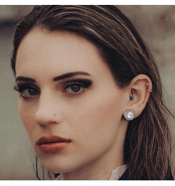 4 Pair Clip on Earrings Women Cubic Zirconia Pearl Round Rhinestone Non Pierced Earrings Silver Gold Clip Halo Earrings Clip-...