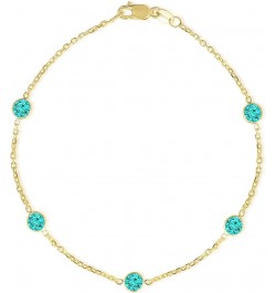 14k Yellow Gold Gemstone Birthstone Bracelet and Anklet 7.0 Inches Blue Topaz $72.75 Anklets