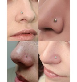 18G 20G 22G Nose Rings for Women 316L Surgical Stainless Steel L Shaped Nose Studs Screw Bone Nose Rings Piercings Diamond CZ...