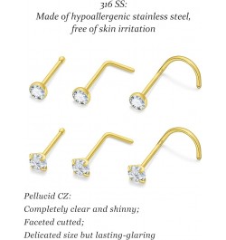 18G 20G 22G Nose Rings for Women 316L Surgical Stainless Steel L Shaped Nose Studs Screw Bone Nose Rings Piercings Diamond CZ...