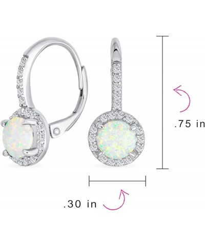 Vintage Style Cubic Zirconia Halo CZ Square Round Solitaire Circle Gemstone White Orange Fire Created Opal Drop Earrings For ...