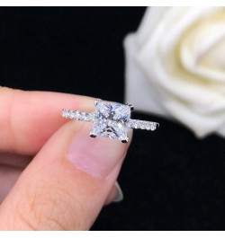 Women's Princess Cut Cubic Zirconia 2 Piece Bridal Ring Set,CZ Halo Solitaire Wedding Engagement Ring Set (US Size 7) US size...