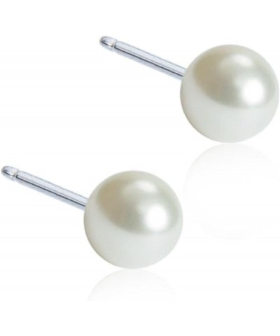 Hypoallergenic | Natural Titanium White Pearl Stud Earrings | Best Choice For Sensitive Ears 4mm White $24.00 Earrings