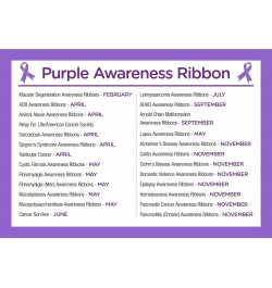 Purple Ribbon Awareness Bracelets – Purple Ribbon Bracelets for Alzheimer's, Epilepsy, Pancreatic Cancer, Domestic Violence, ...