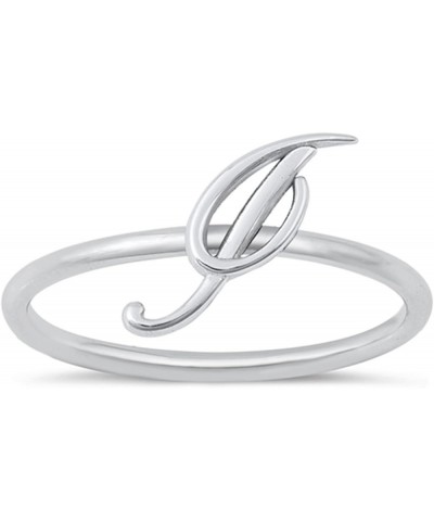 Initial Letter Cursive Plain Ring 925 Sterling Silver 9mm Size 4-10 I $10.29 Rings