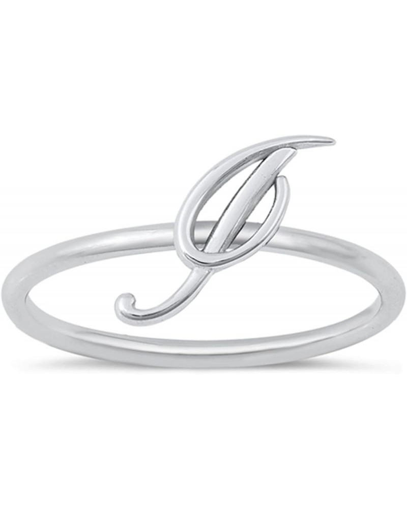 Initial Letter Cursive Plain Ring 925 Sterling Silver 9mm Size 4-10 I $10.29 Rings