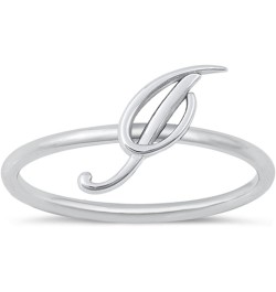 Initial Letter Cursive Plain Ring 925 Sterling Silver 9mm Size 4-10 I $10.29 Rings