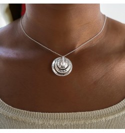 Tripio Personalized Sterling Silver Necklace with 3 Customizable Discs, Hand Finished and Adorned with a Swarovski Pearl. Cho...