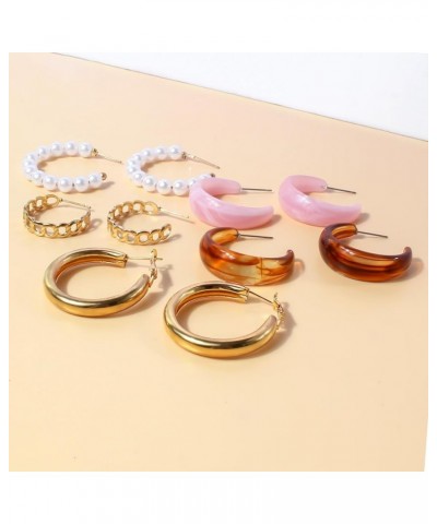 49 Pairs Hoop Earrings Pack with Stud Earrings Mini Acrylic and Rhinestone Hoop Dangle Earrings Girls And Women HP01SET $11.3...