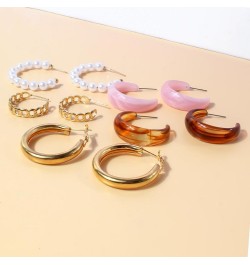 49 Pairs Hoop Earrings Pack with Stud Earrings Mini Acrylic and Rhinestone Hoop Dangle Earrings Girls And Women HP01SET $11.3...