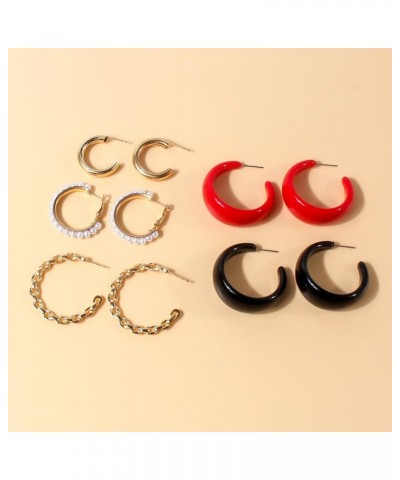 49 Pairs Hoop Earrings Pack with Stud Earrings Mini Acrylic and Rhinestone Hoop Dangle Earrings Girls And Women HP01SET $11.3...