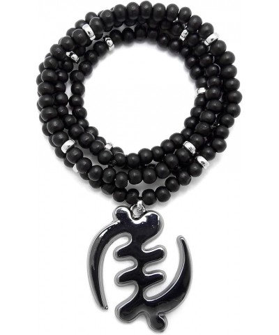 God of the Akan Gye Nyame Pendant 6 mm 30 inches Wooden Bead Necklace Hematite / Black Silver Wood $13.43 Necklaces