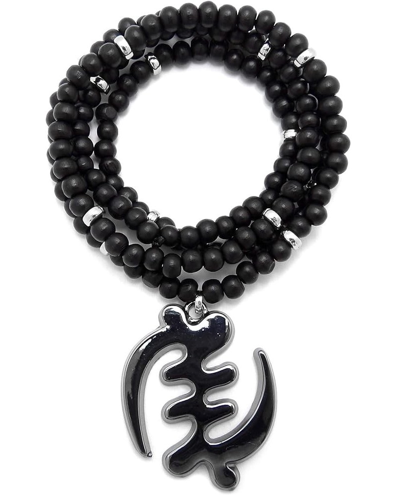 God of the Akan Gye Nyame Pendant 6 mm 30 inches Wooden Bead Necklace Hematite / Black Silver Wood $13.43 Necklaces