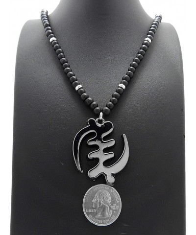 God of the Akan Gye Nyame Pendant 6 mm 30 inches Wooden Bead Necklace Hematite / Black Silver Wood $13.43 Necklaces