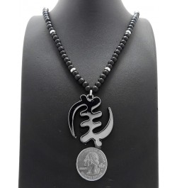 God of the Akan Gye Nyame Pendant 6 mm 30 inches Wooden Bead Necklace Hematite / Black Silver Wood $13.43 Necklaces