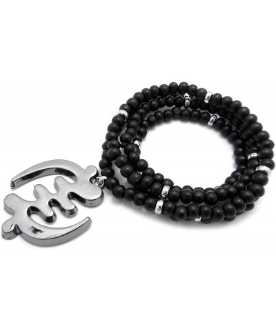 God of the Akan Gye Nyame Pendant 6 mm 30 inches Wooden Bead Necklace Hematite / Black Silver Wood $13.43 Necklaces