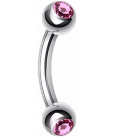 Double Gem Ball Curved Barbell WildKlass Eyebrow Ring 14 GA, 10mm, 4mm ball size, Pink $8.95 Body Jewelry