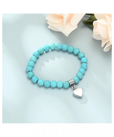 Cremation Jewelry Heart Urn Bracelet for Ashes for Women Men Adjustable Memorial Keepsake Tiger Eyes Bead Bracelet Blue $10.0...