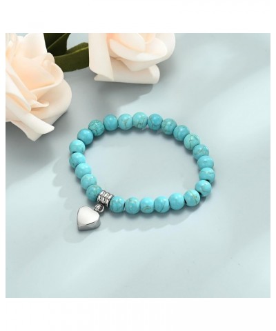 Cremation Jewelry Heart Urn Bracelet for Ashes for Women Men Adjustable Memorial Keepsake Tiger Eyes Bead Bracelet Blue $10.0...