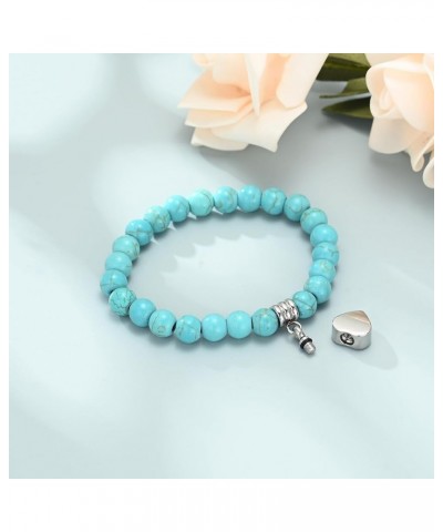 Cremation Jewelry Heart Urn Bracelet for Ashes for Women Men Adjustable Memorial Keepsake Tiger Eyes Bead Bracelet Blue $10.0...