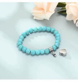 Cremation Jewelry Heart Urn Bracelet for Ashes for Women Men Adjustable Memorial Keepsake Tiger Eyes Bead Bracelet Blue $10.0...