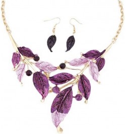 Boho Jewelry Set Pentant Necklace and Earrings for Women Vintage Gift Wedding Party Purple $10.20 Jewelry Sets