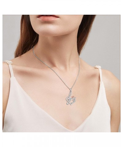 Music Note Necklace for Women 925 Sterling Silver Rose Flower Heart Pendant Treble Clef Music Jewelry Gift for Girls rose flo...