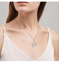 Music Note Necklace for Women 925 Sterling Silver Rose Flower Heart Pendant Treble Clef Music Jewelry Gift for Girls rose flo...