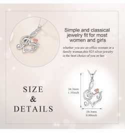 Music Note Necklace for Women 925 Sterling Silver Rose Flower Heart Pendant Treble Clef Music Jewelry Gift for Girls rose flo...