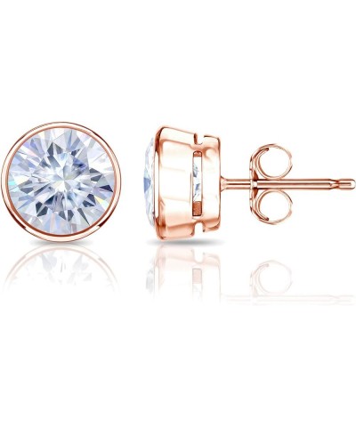 14k Gold Round Moissanite Stud Earrings (1 to 7ct TGW, G-H) Bezel-set, Push-Back Rose Gold 1.5 carats $223.48 Earrings