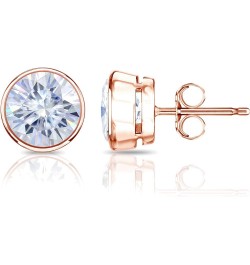 14k Gold Round Moissanite Stud Earrings (1 to 7ct TGW, G-H) Bezel-set, Push-Back Rose Gold 1.5 carats $223.48 Earrings