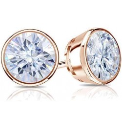 14k Gold Round Moissanite Stud Earrings (1 to 7ct TGW, G-H) Bezel-set, Push-Back Rose Gold 1.5 carats $223.48 Earrings