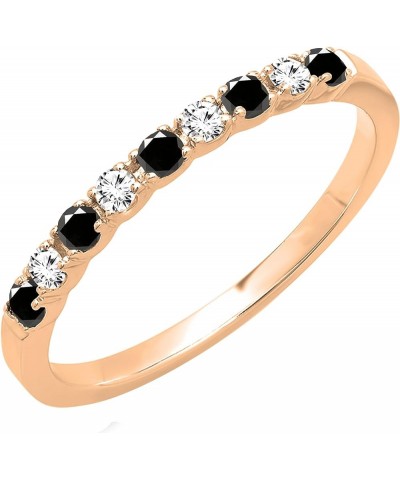 Alternating Round Black & White Diamond Stackable Women's Wedding Ring in Gold 9.5 18k - Metal Stamp Rose Gold $110.49 Bracelets