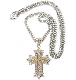 Vintage Cross Pendant w/ 6mm 36" Miami Cuban Chain Necklace Silver/Gold-Tone $12.03 Necklaces