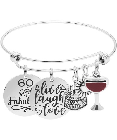 Birthday Gifts for Women 13th 16th 18th 21st 30 40 50 60 65 70 80 90 Fabulous Live Laugh Love Cake Charms Expandable Bracelet...