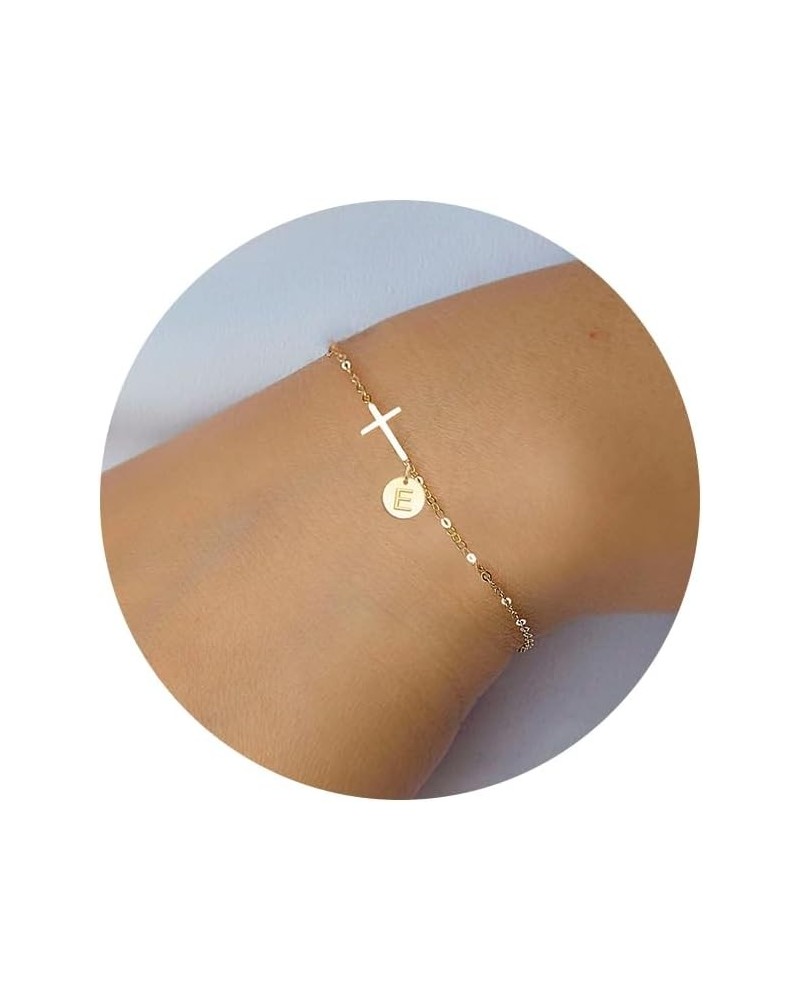 Cross Bracelet for Women Dainty Cross Bracelet with Initials Gold Link Chain Bracelets Christian Gifts for Women Teens Easter...