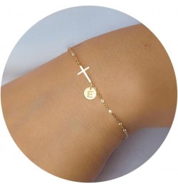 Cross Bracelet for Women Dainty Cross Bracelet with Initials Gold Link Chain Bracelets Christian Gifts for Women Teens Easter...