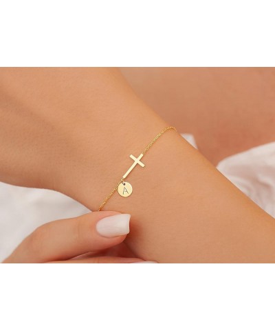 Cross Bracelet for Women Dainty Cross Bracelet with Initials Gold Link Chain Bracelets Christian Gifts for Women Teens Easter...