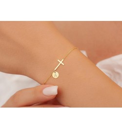 Cross Bracelet for Women Dainty Cross Bracelet with Initials Gold Link Chain Bracelets Christian Gifts for Women Teens Easter...