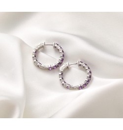 Women Hoop Round Earrings 925 Sterling Silver Genuine Peridot August Birthstone Jewelry Birthday Gift Amethyst $61.25 Earrings