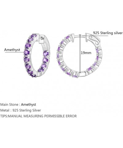 Women Hoop Round Earrings 925 Sterling Silver Genuine Peridot August Birthstone Jewelry Birthday Gift Amethyst $61.25 Earrings