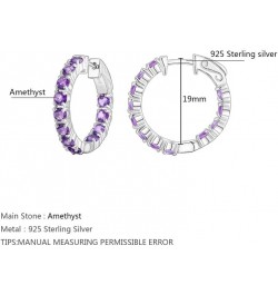 Women Hoop Round Earrings 925 Sterling Silver Genuine Peridot August Birthstone Jewelry Birthday Gift Amethyst $61.25 Earrings