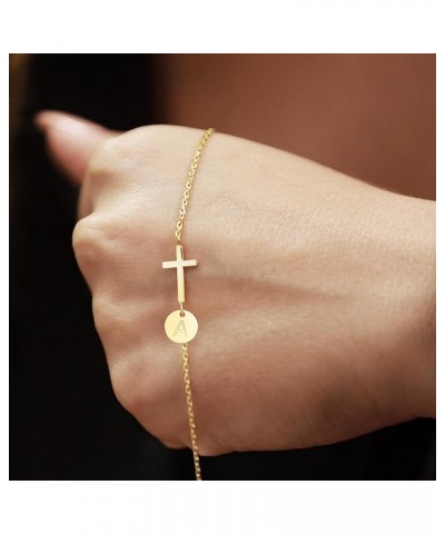 Cross Bracelet for Women Dainty Cross Bracelet with Initials Gold Link Chain Bracelets Christian Gifts for Women Teens Easter...